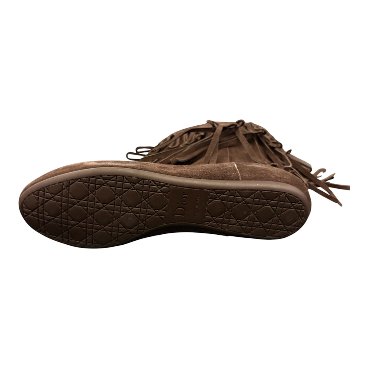 DIOR Brown Suede Fringed Ankle Boots Size 40