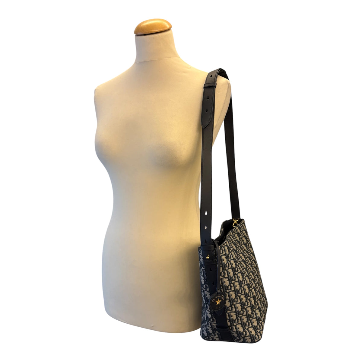 CHRISTIAN DIOR Diorstar Bucket Bag Blue Oblique Jacquard
