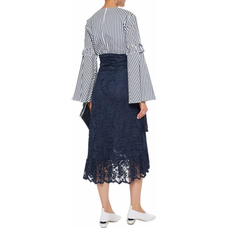 GANNI Navy Lace Wrap Skirt Size 38