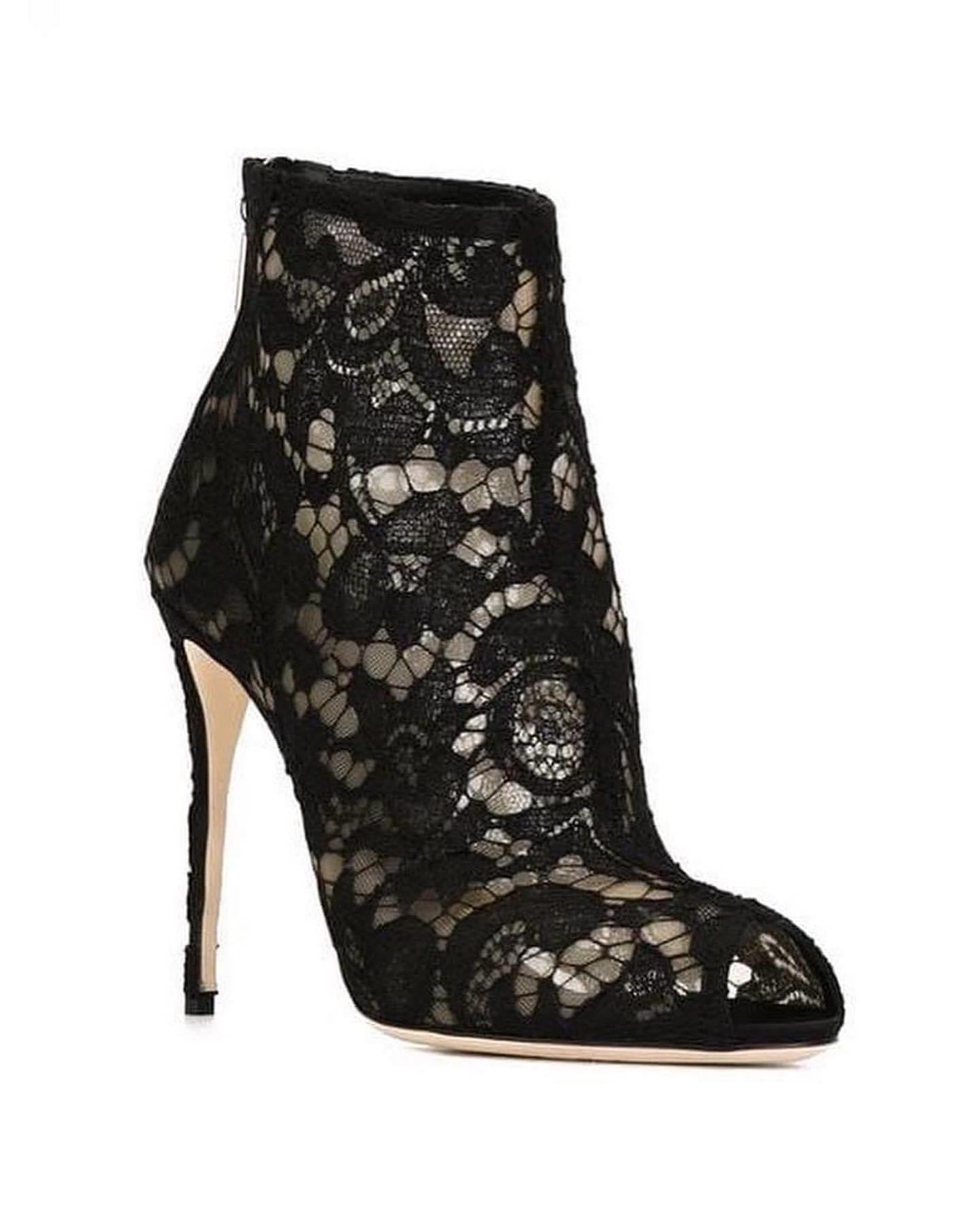 DOLCE & GABBANA Lace Ankle Boots Size 39.5