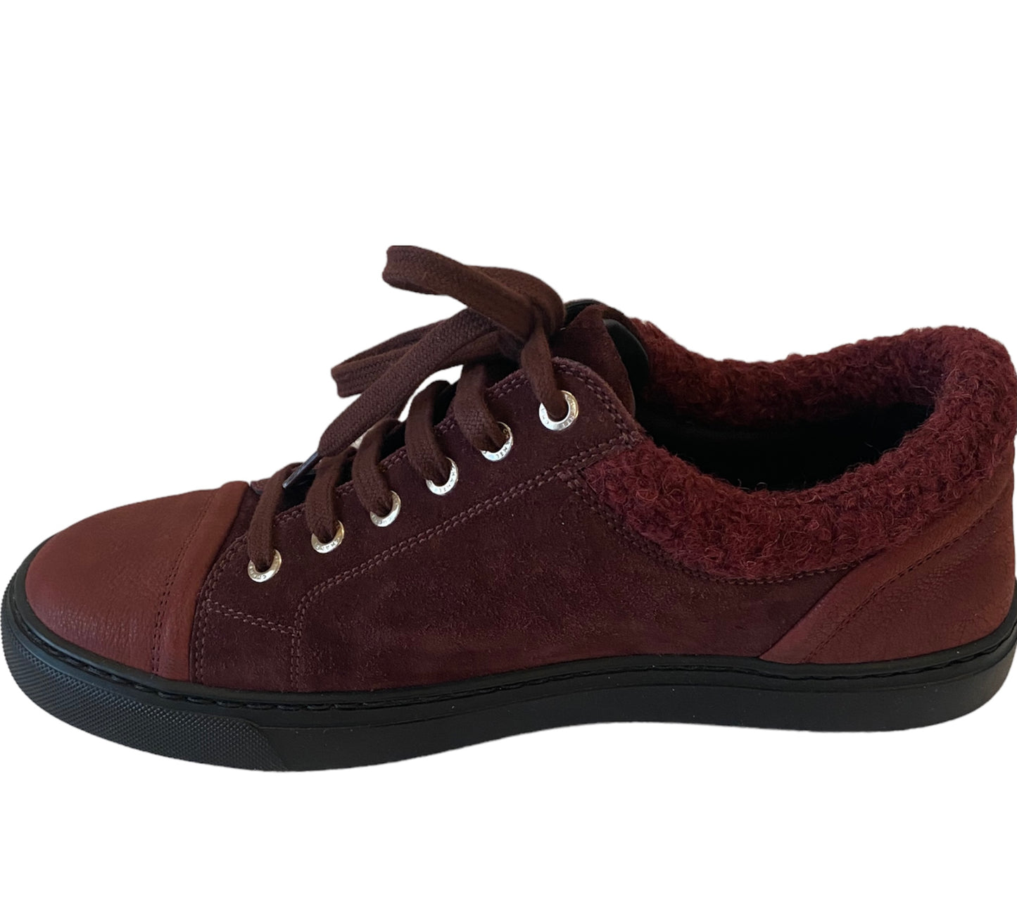CHANEL Bordeaux Suede Sneakers Size 39