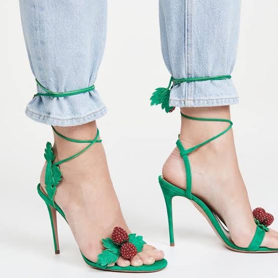 AQUAZZURA Green Suede Sandals Size 39,5