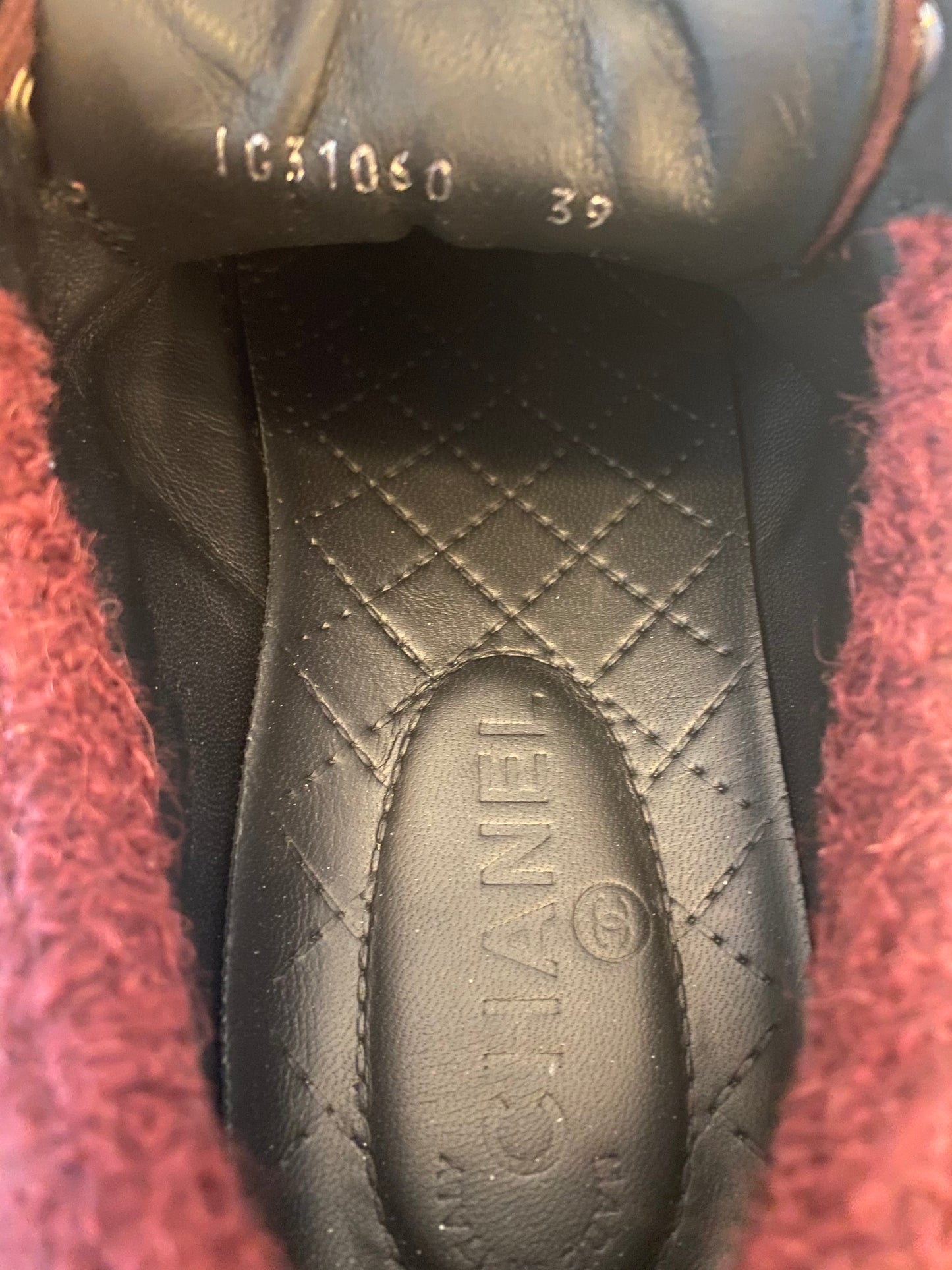 CHANEL Bordeaux Suede Sneakers Size 39