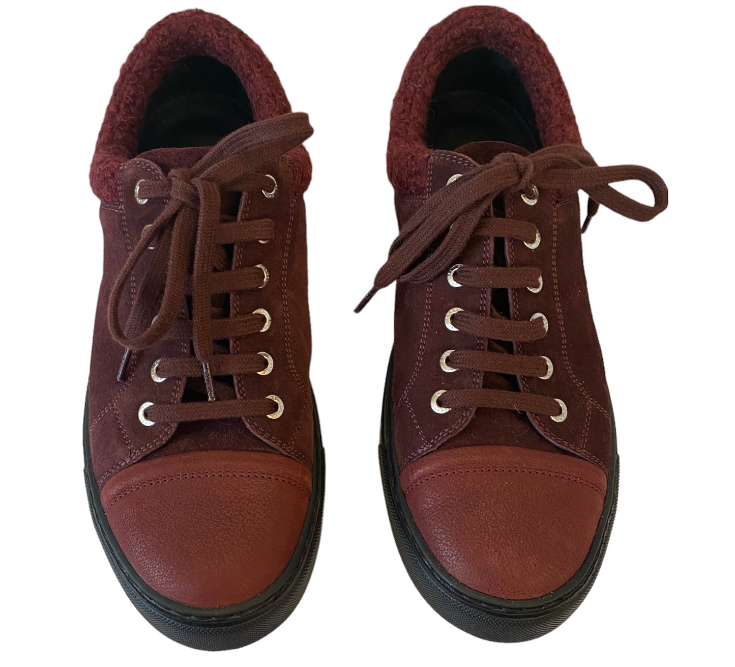 CHANEL Bordeaux Suede Sneakers Size 39