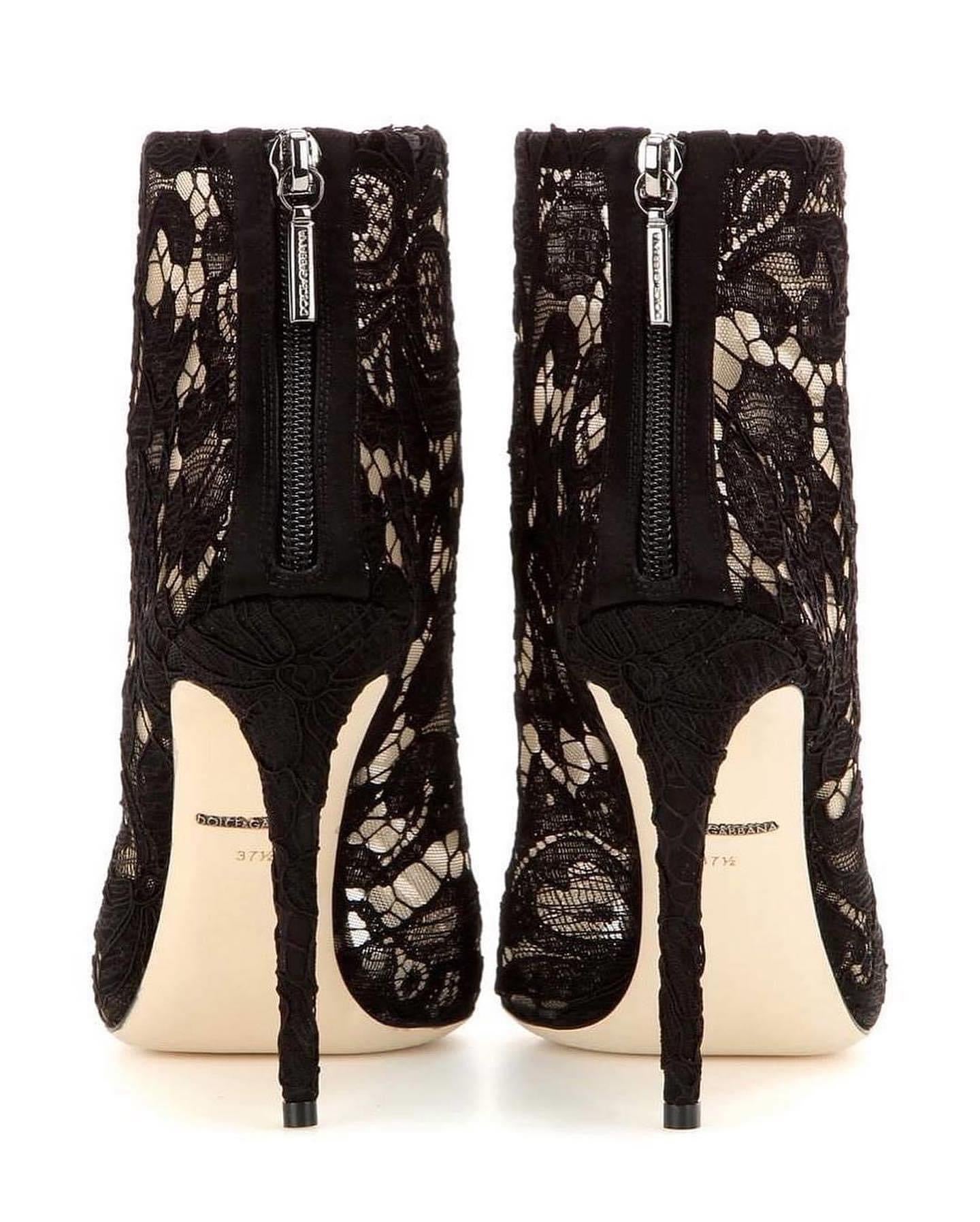 DOLCE & GABBANA Lace Ankle Boots Size 39.5