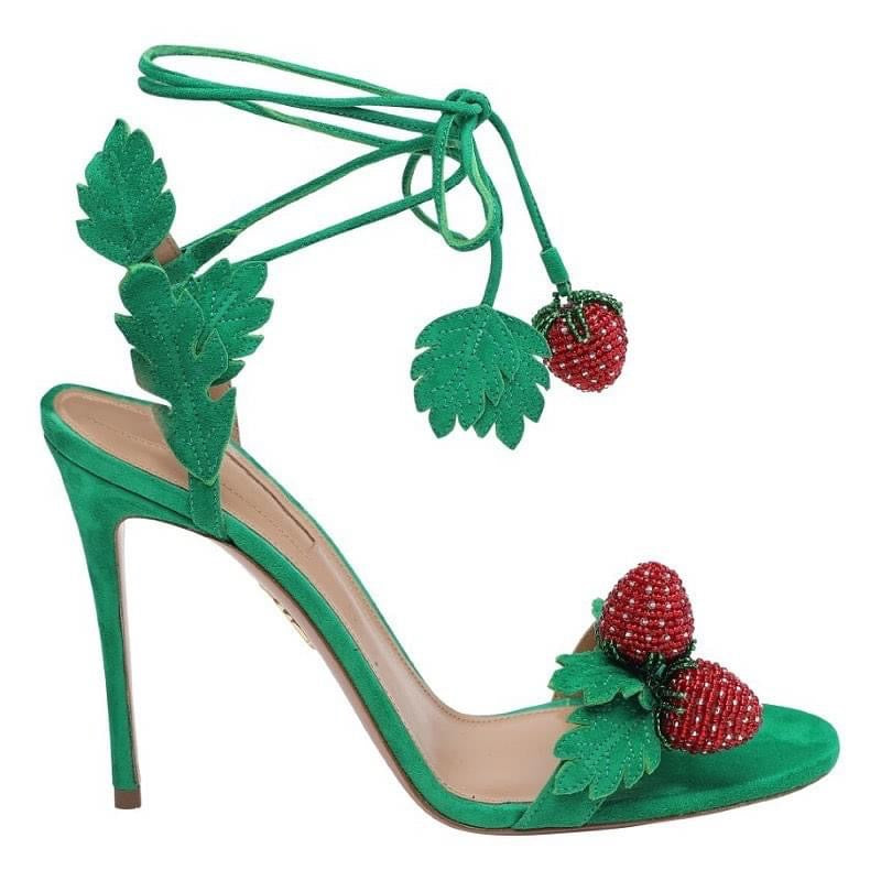 AQUAZZURA Green Suede Sandals Size 39,5