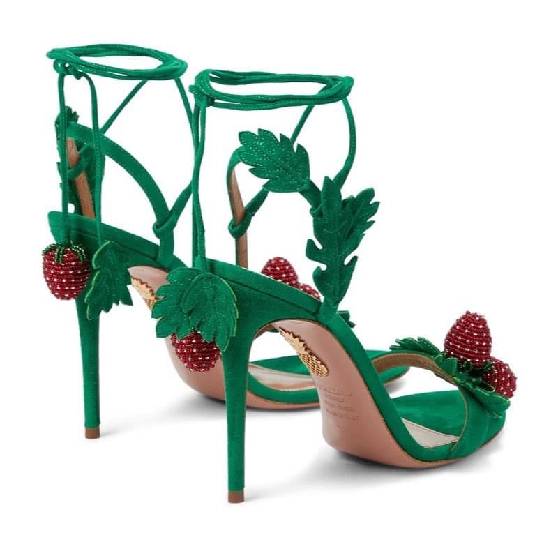 AQUAZZURA Green Suede Sandals Size 39,5