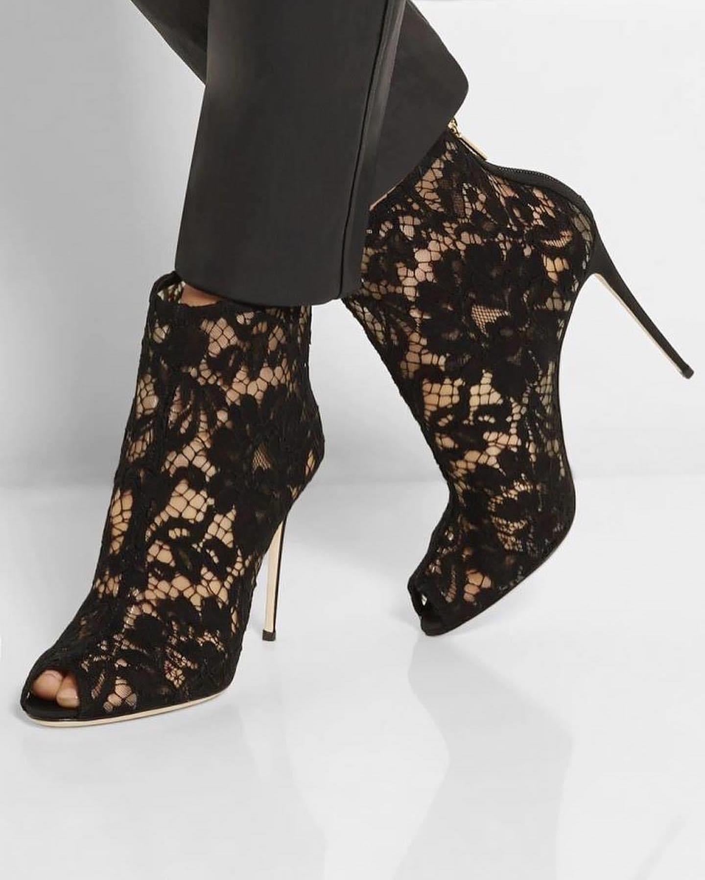 DOLCE & GABBANA Lace Ankle Boots Size 39.5