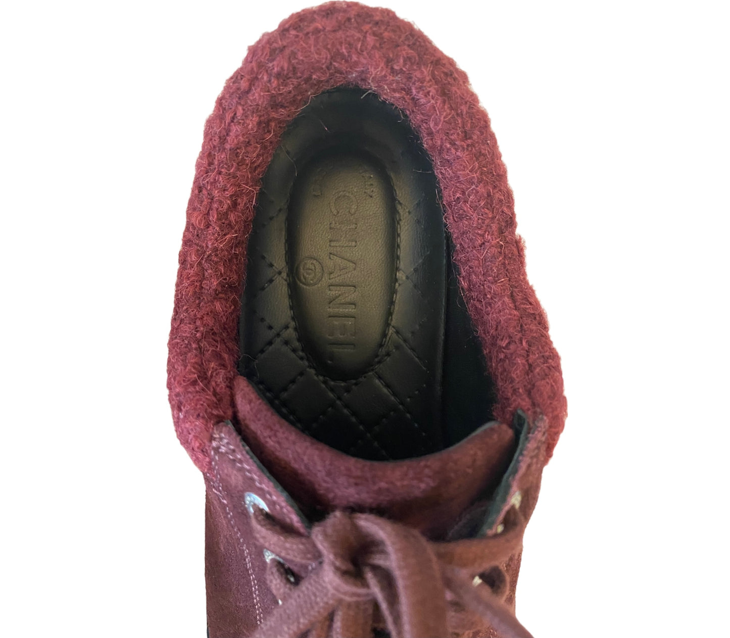 CHANEL Bordeaux Suede Sneakers Size 39