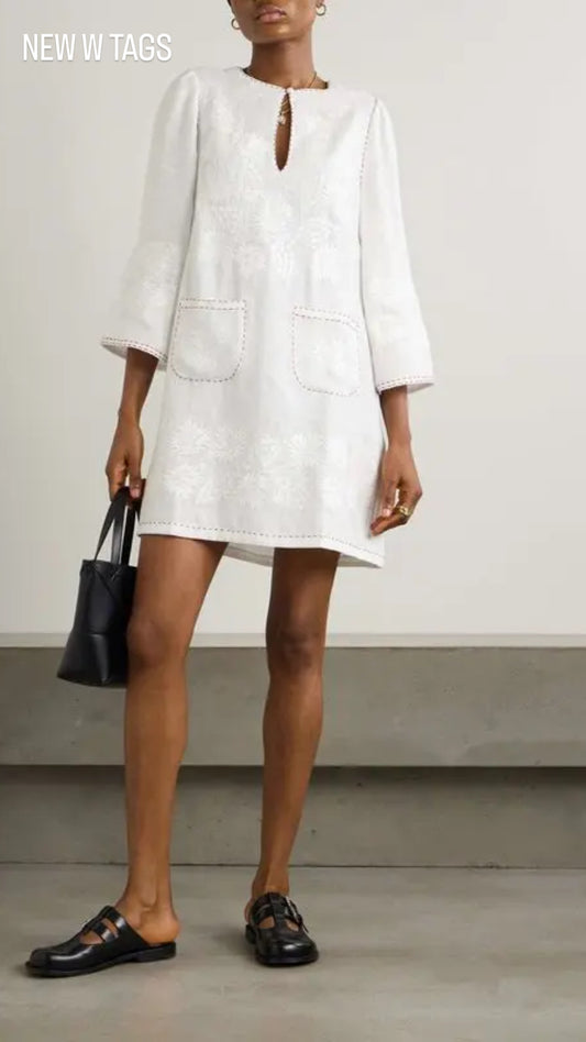 VITA KIN “Tavria” Embroidered Linen Mini Dress Size S
