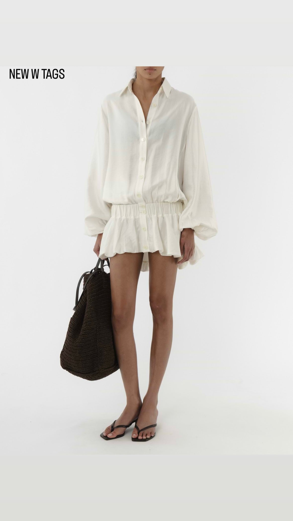 ARAKII Balloon Shirt Dress Off-White Size S