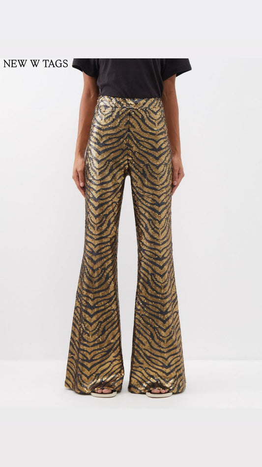 RAEY Tiger Sequin Bootcut Trousers Size 8 / S