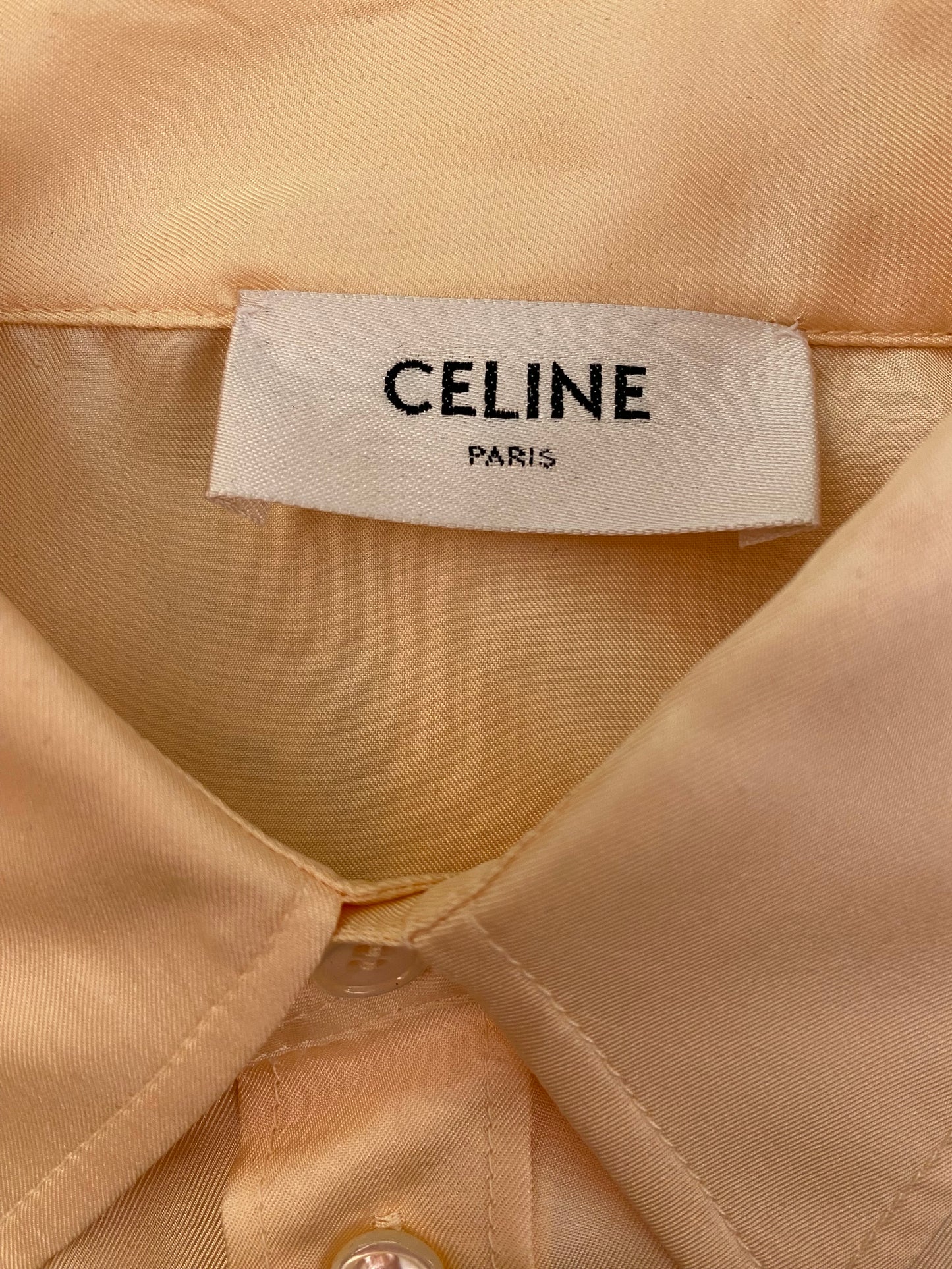 CELINE Beige Print Twill Silk Shirt Size 36