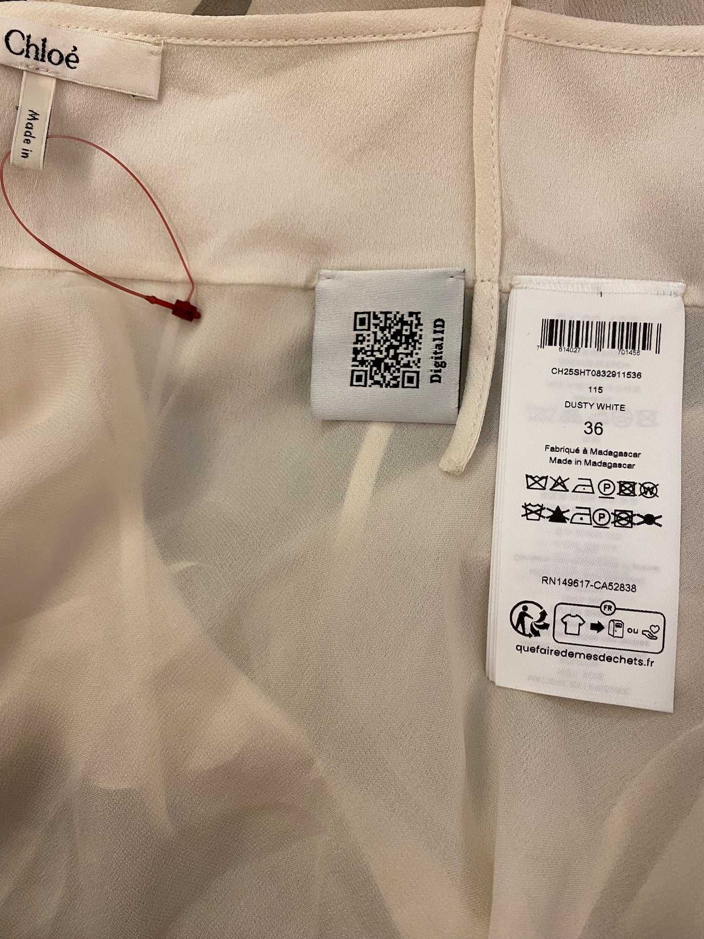 CHLOÉ Silk Top Dusty White Size 36