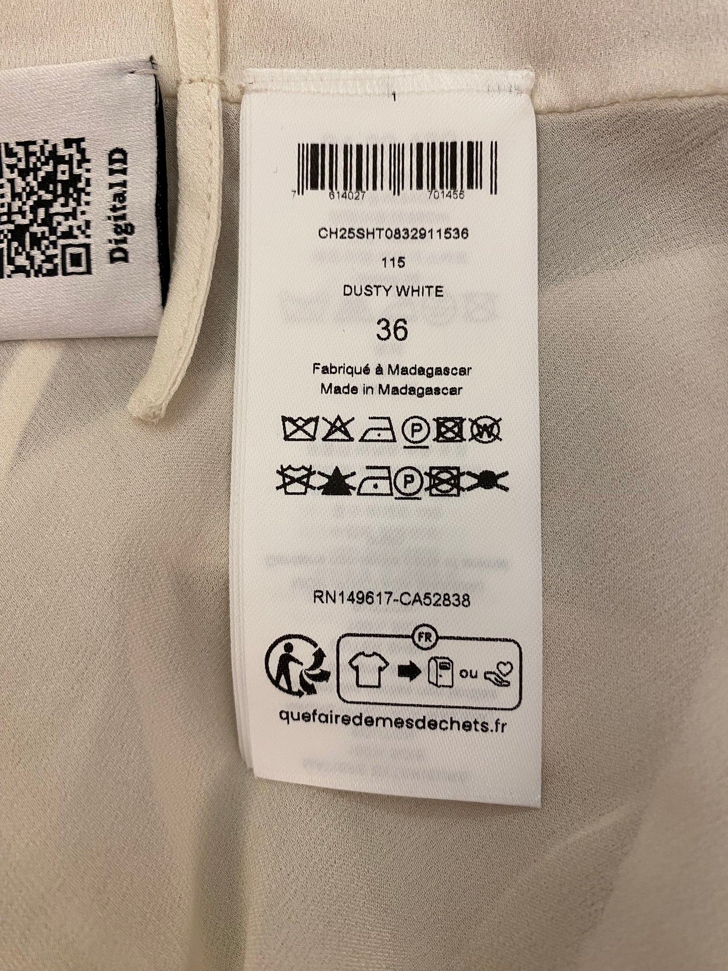 CHLOÉ Silk Top Dusty White Size 36