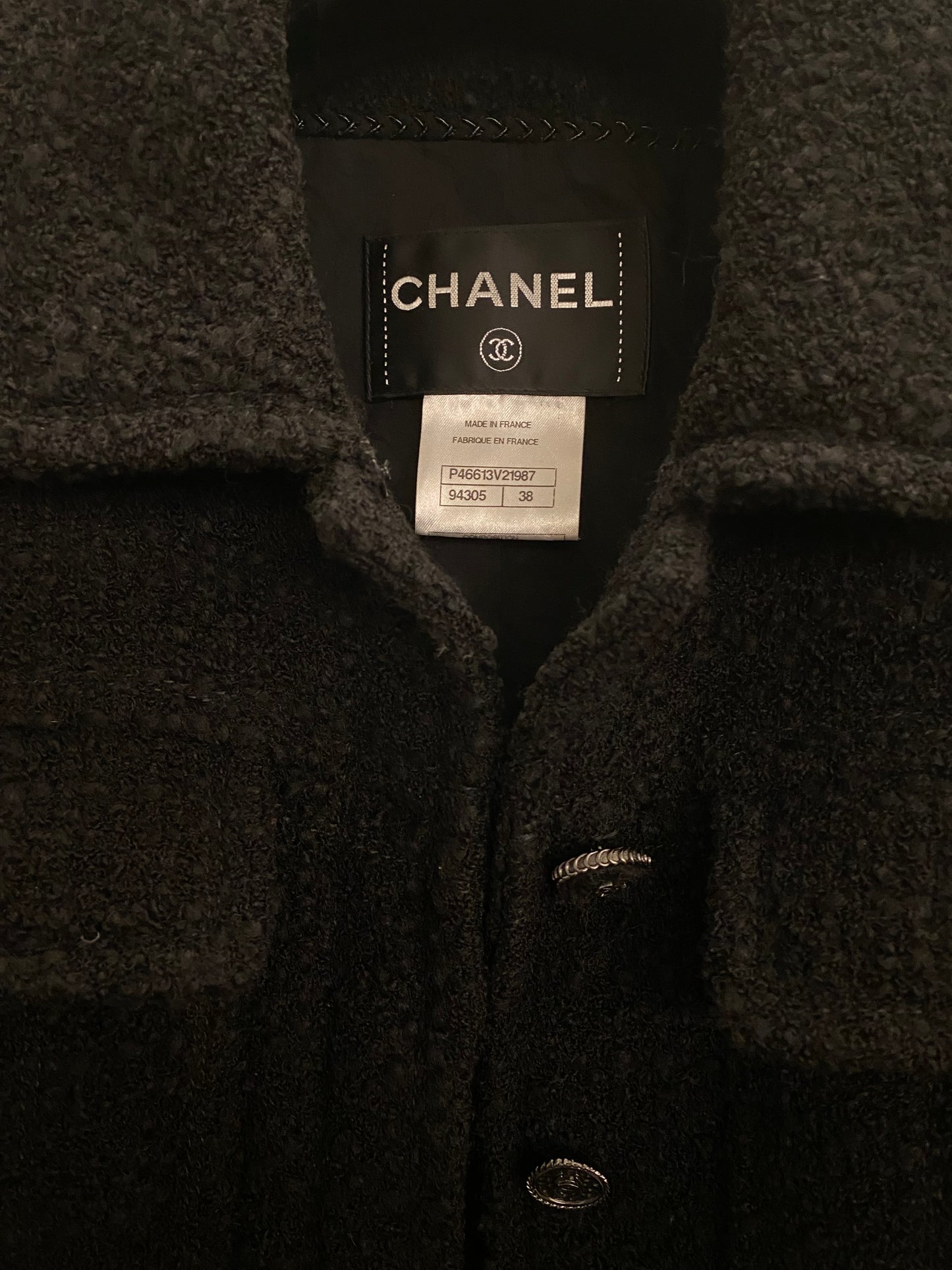 CHANEL Tweed Wool Jacket Size Fr 38