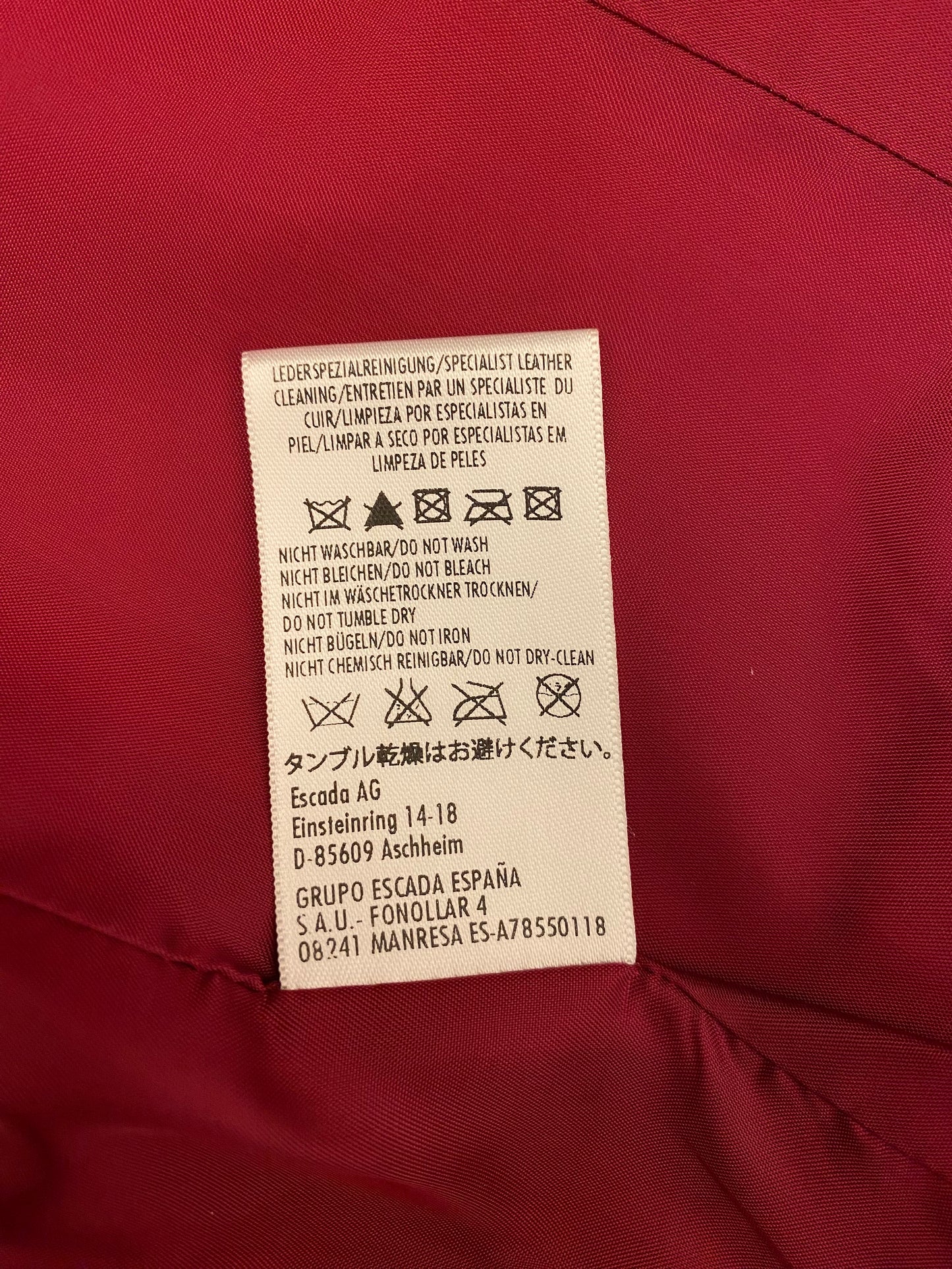 ESCADA Leather Jacket Size 36