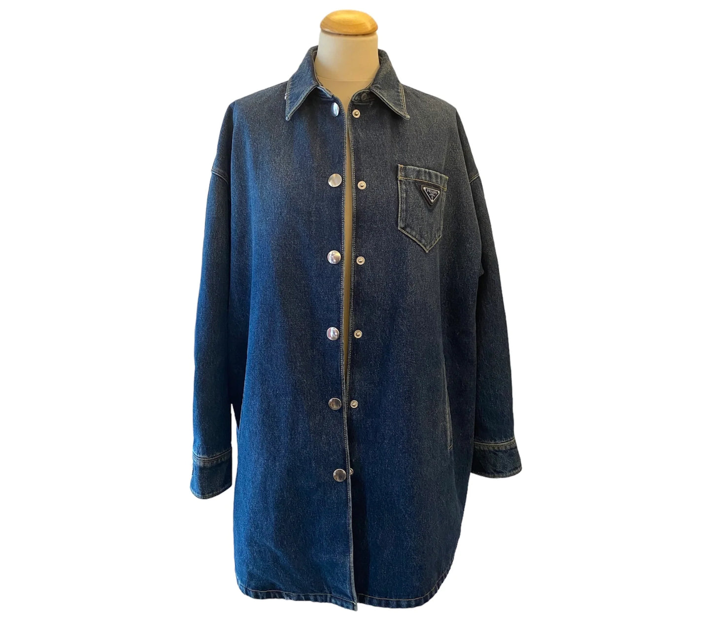 PRADA Oversized Organic Denim Shirt Jacket Size IT 40