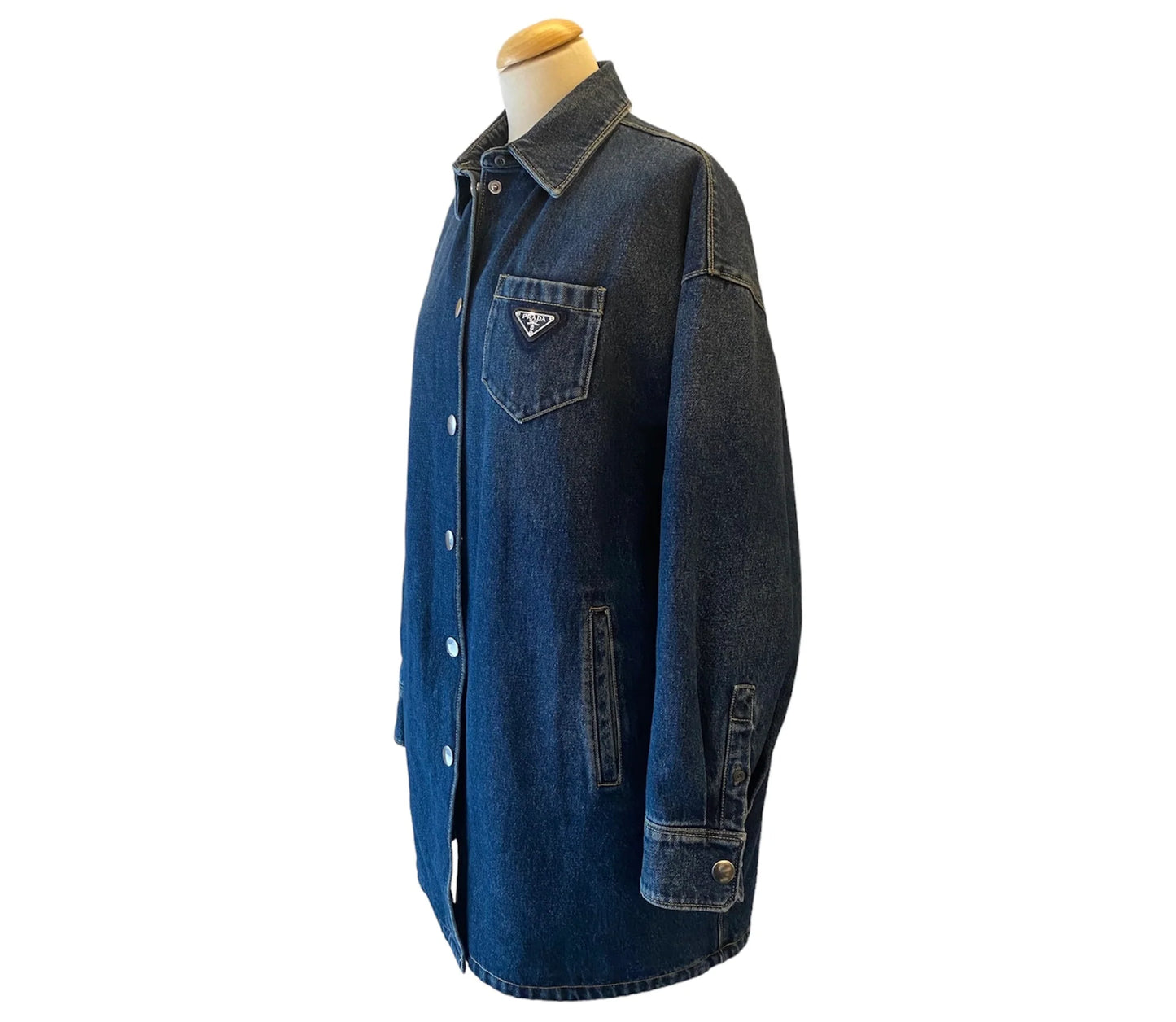 PRADA Oversized Organic Denim Shirt Jacket Size IT 40