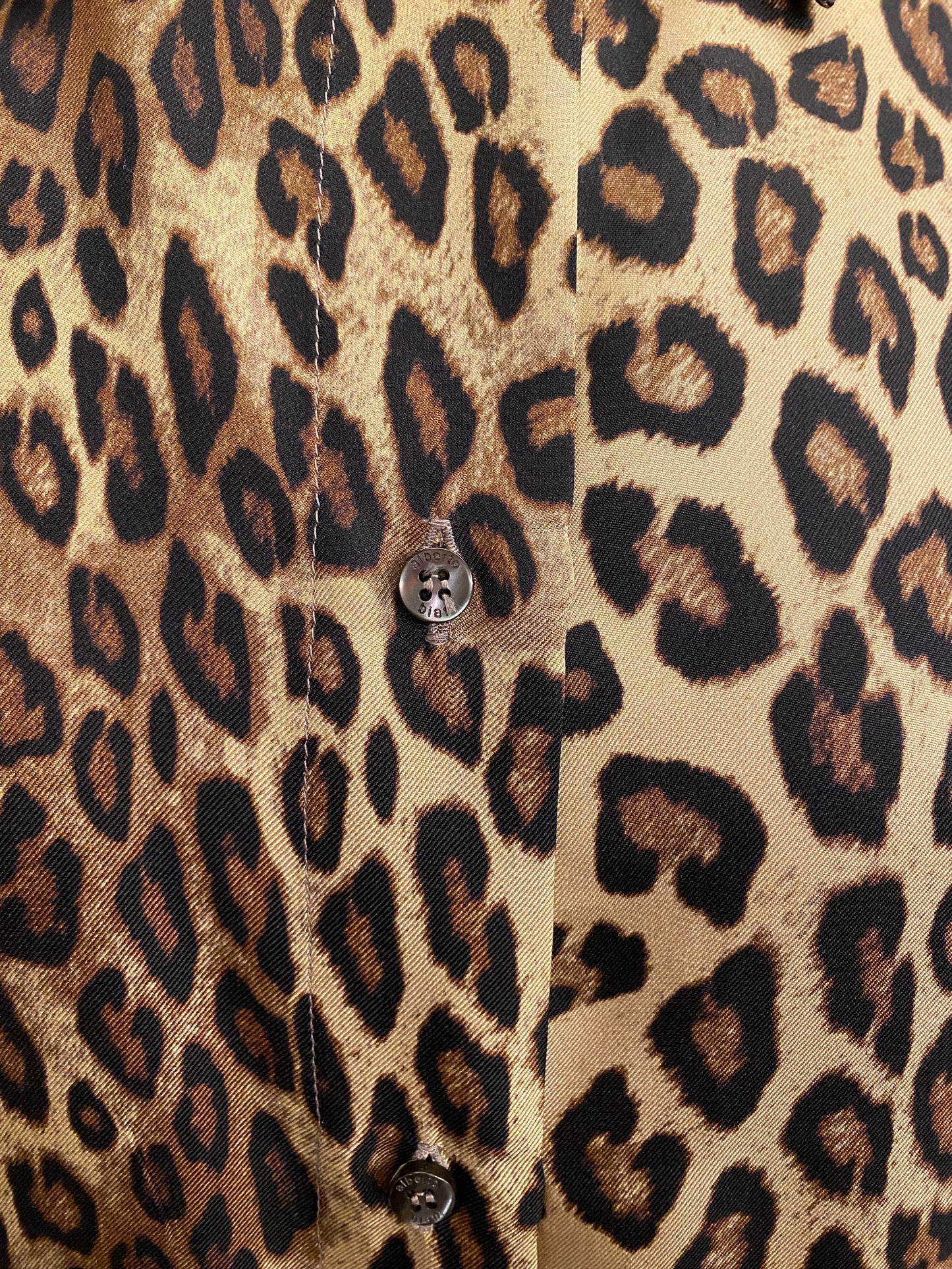 ALBERTO BIANI Leopard-Print Silk Shirt Size It 40