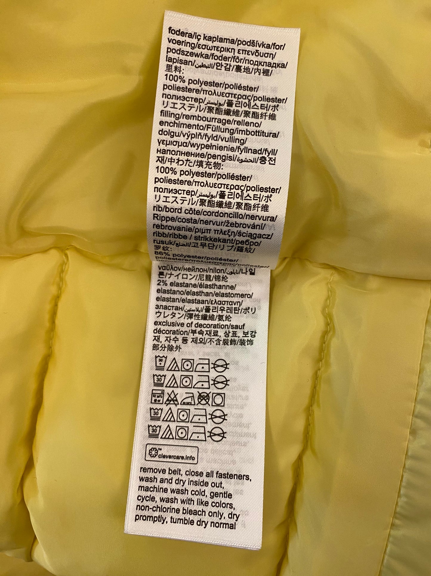 CALVIN KLEIN Belted Down Jacket Yellow Size XS/S