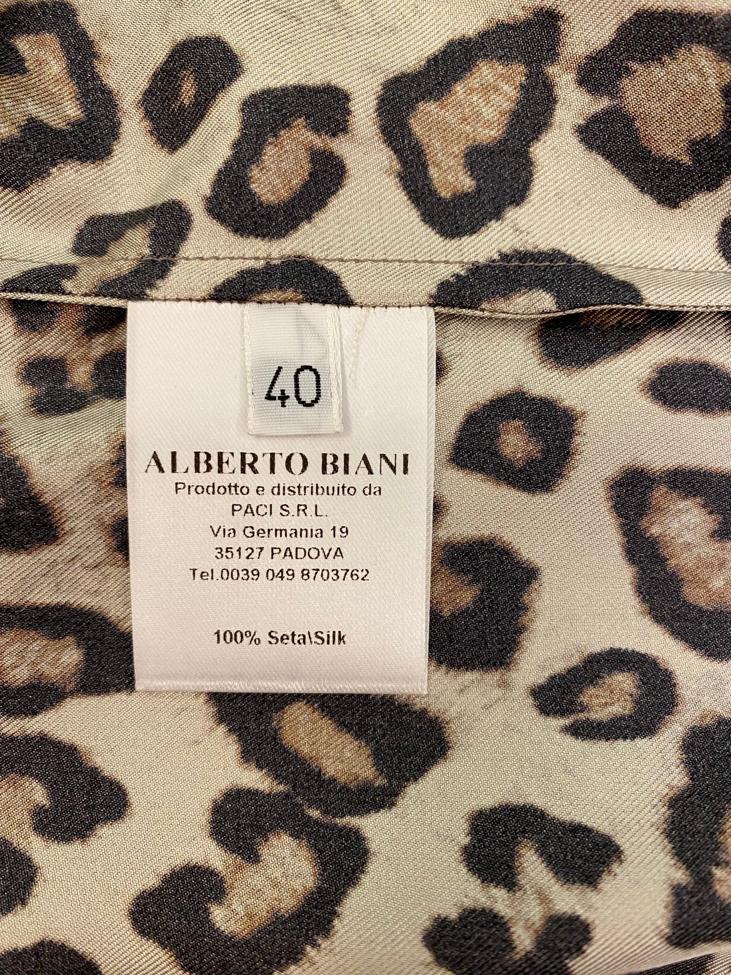 ALBERTO BIANI Leopard-Print Silk Shirt Size It 40