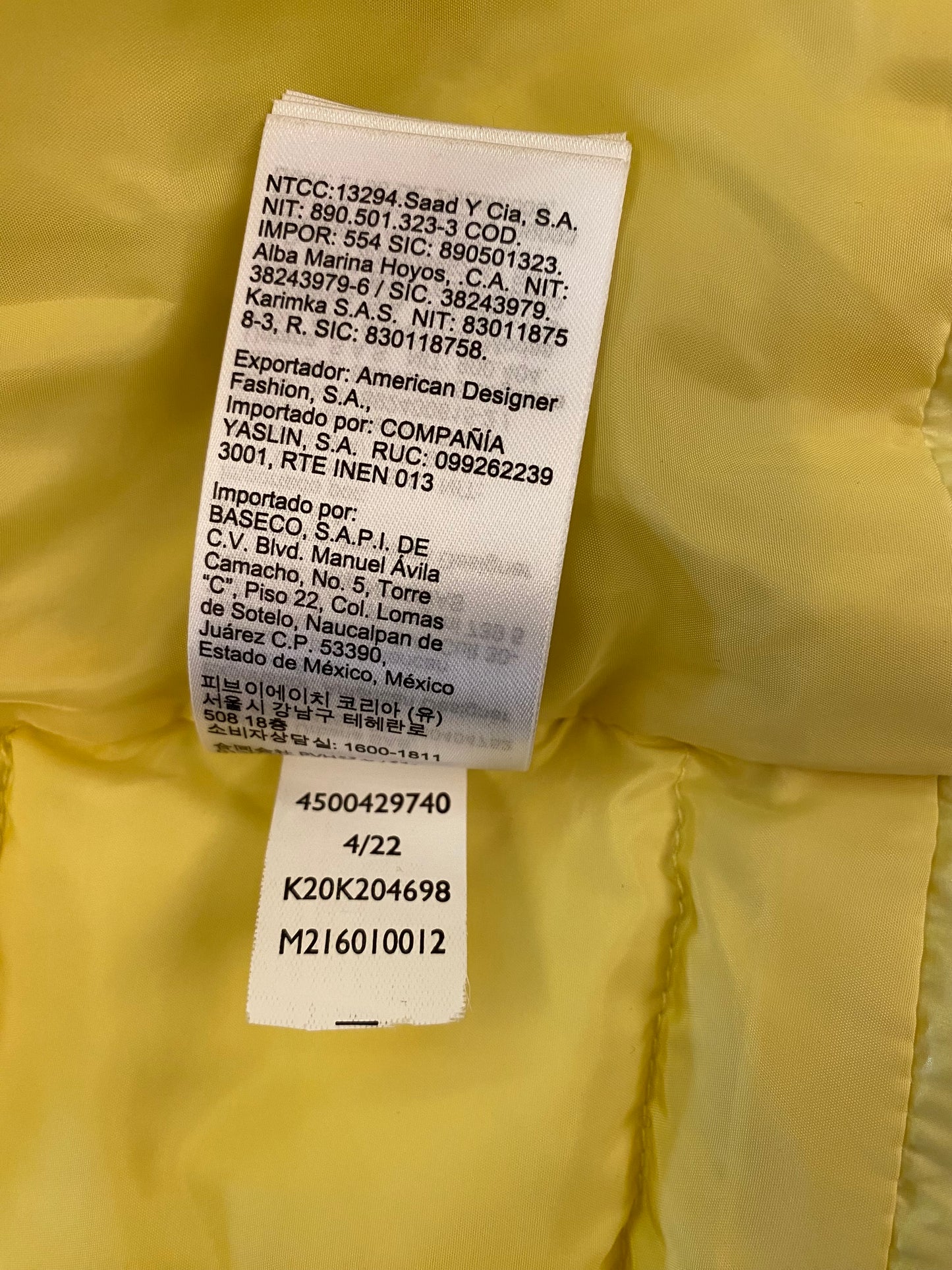 CALVIN KLEIN Belted Down Jacket Yellow Size XS/S