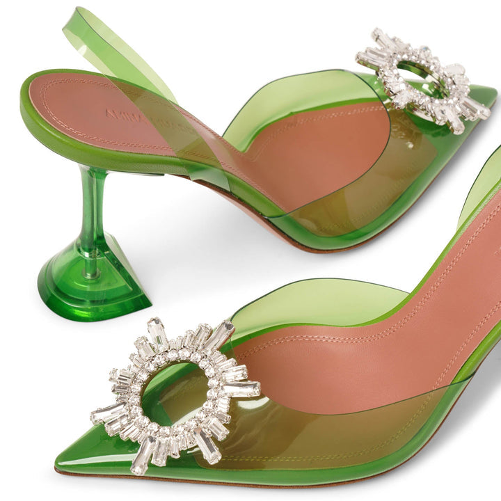 AMINA MUADDI Crystal Embellished Green PVC Pumps Size 40