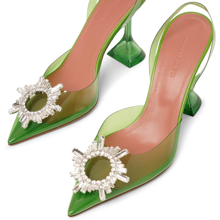 AMINA MUADDI Crystal Embellished Green PVC Pumps Size 40