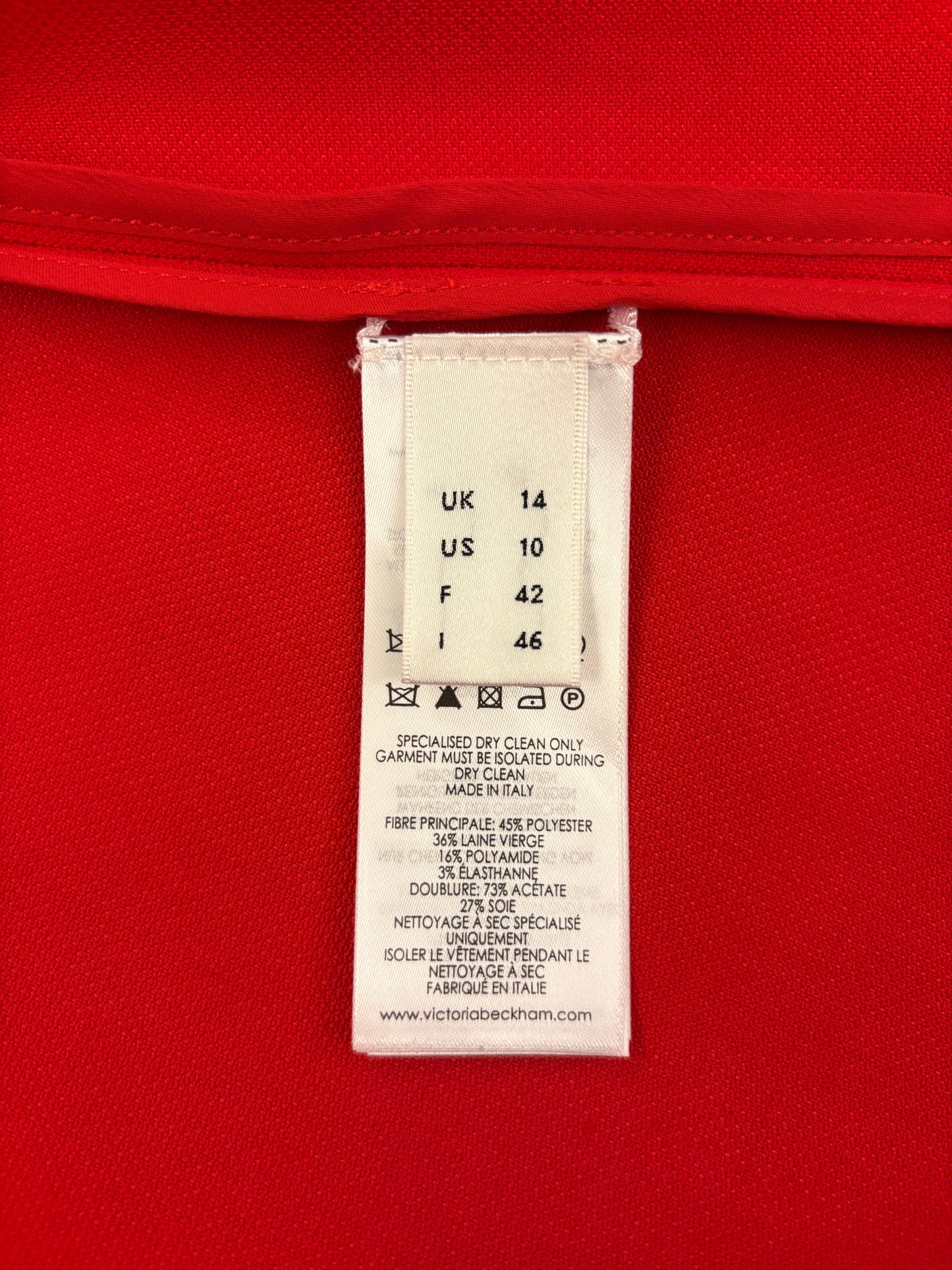 VICTORIA BECKHAM Flared A-Line Skirt Red Size FR 42