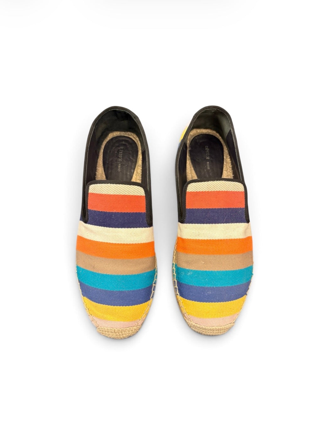 CÉLINE Striped Canvas Espadrilles Size 39