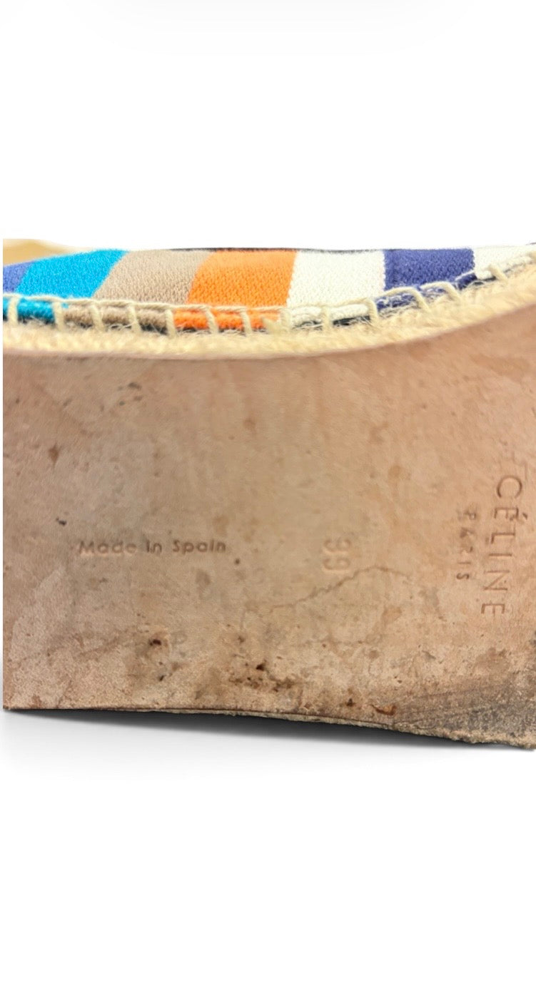 CÉLINE Striped Canvas Espadrilles Size 39