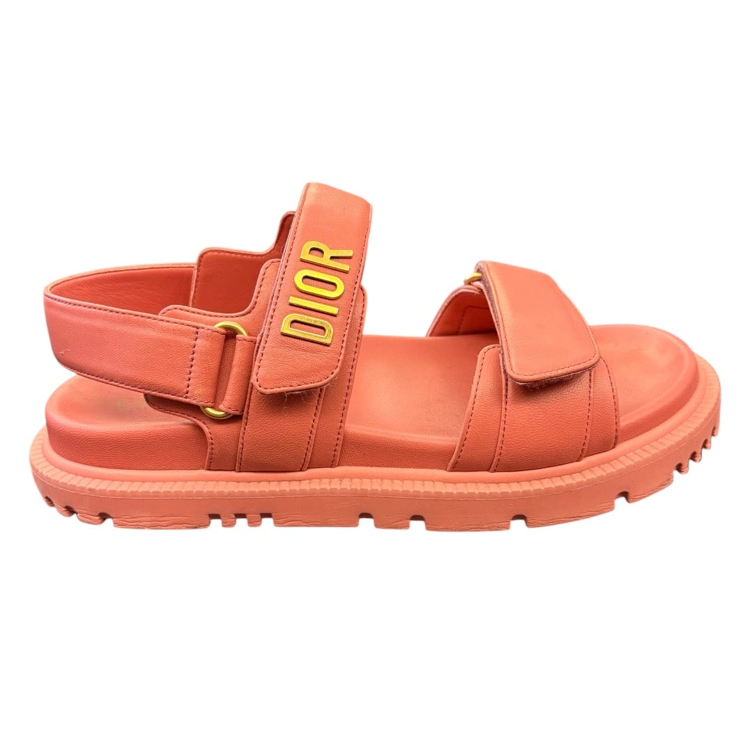DIOR Dioract Sandals in Coral Pink Calfskin Size 37