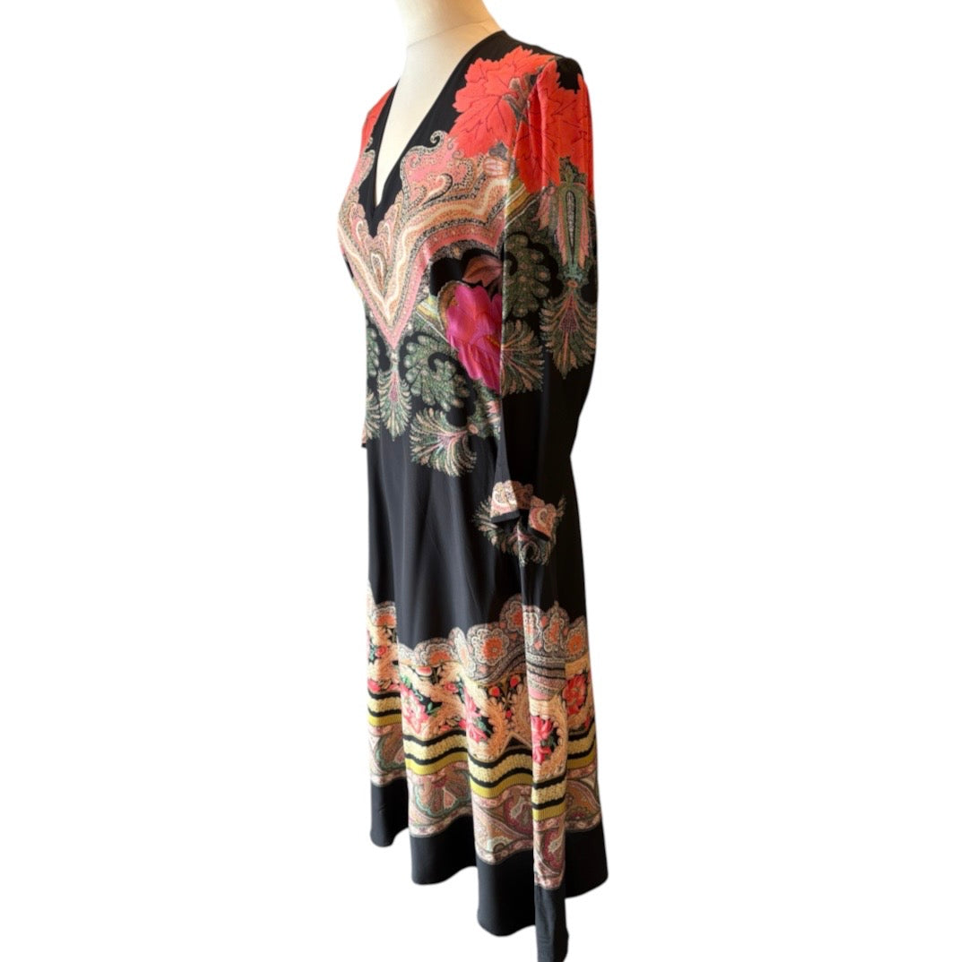 ETRO Floral Paisley Silk Midi Dress Size IT 44