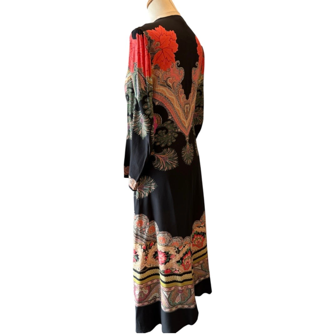ETRO Floral Paisley Silk Midi Dress Size IT 44