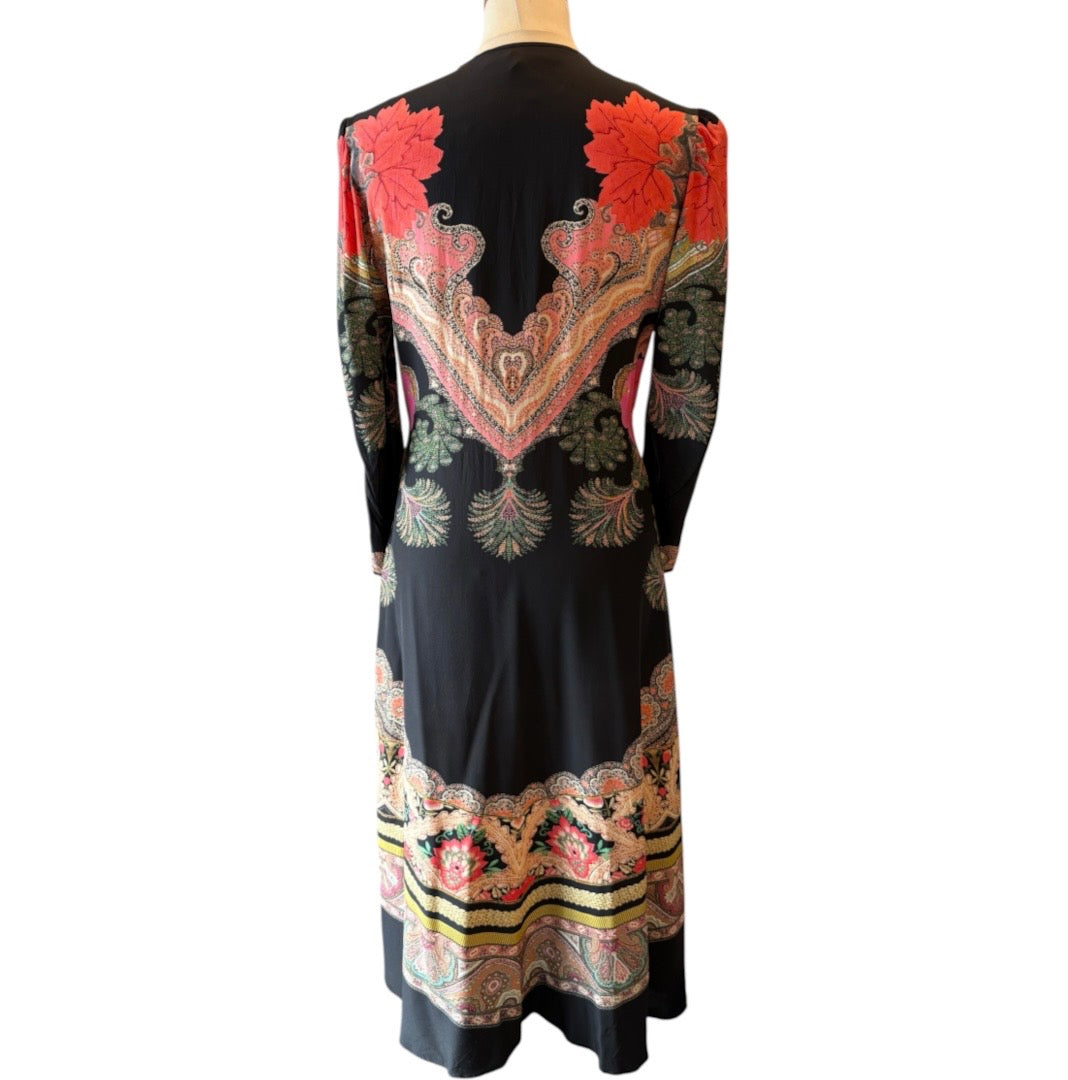 ETRO Floral Paisley Silk Midi Dress Size IT 44