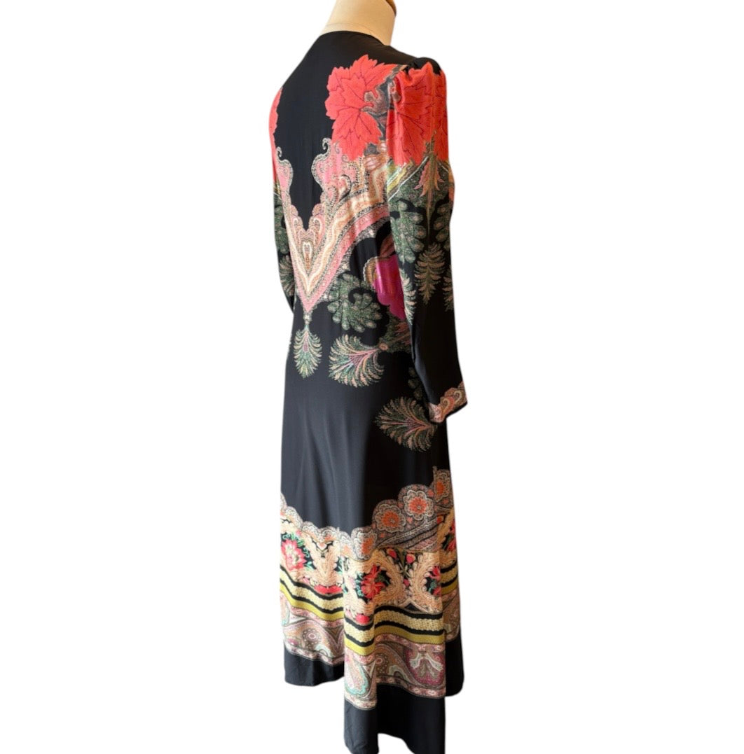 ETRO Floral Paisley Silk Midi Dress Size IT 44