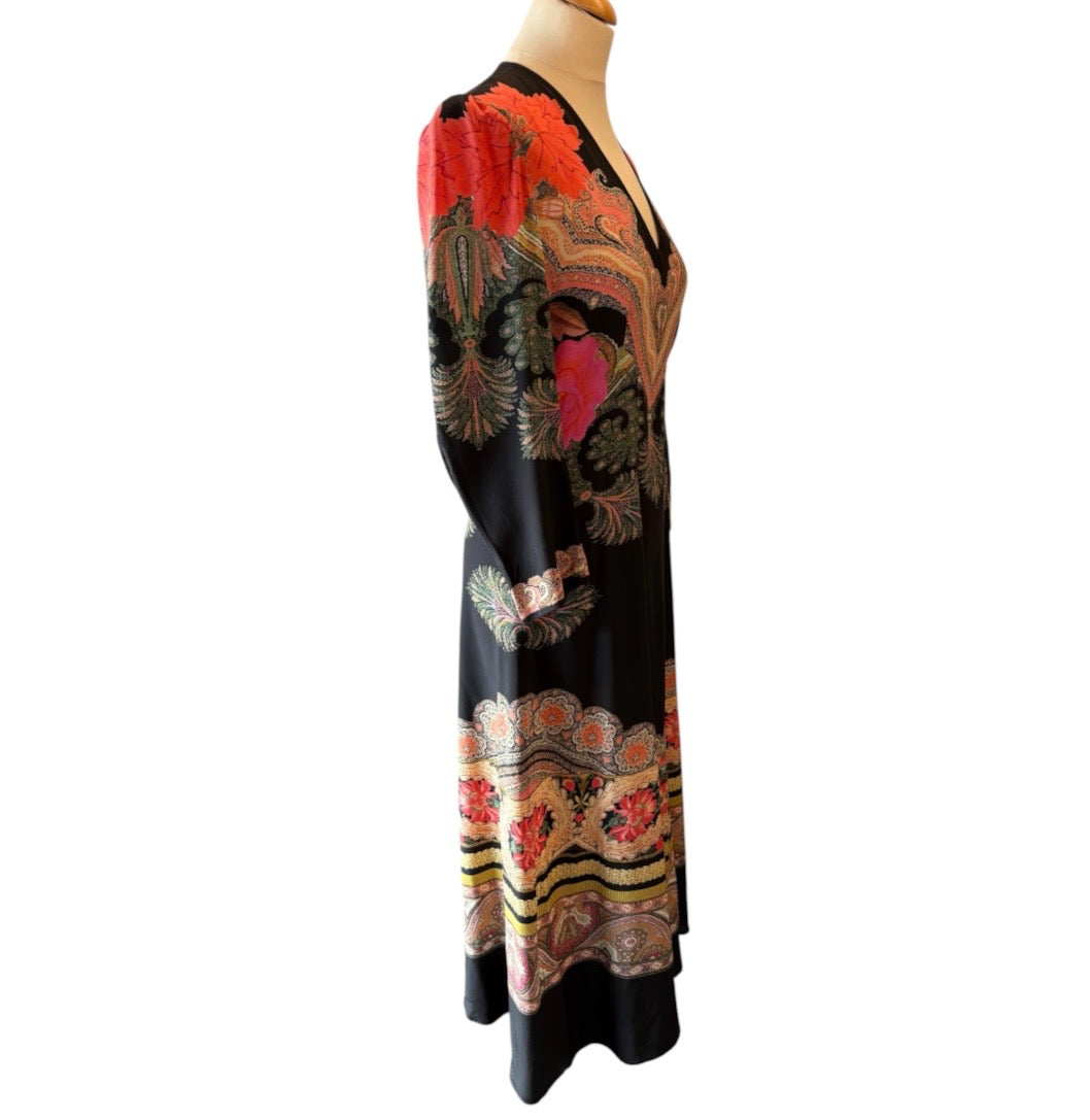 ETRO Floral Paisley Silk Midi Dress Size IT 44