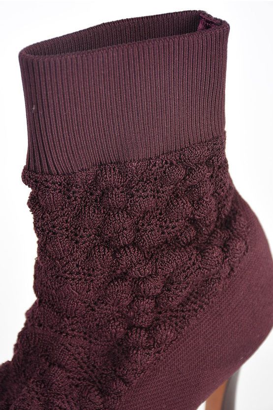 CÉLINE Knitted Boots in Burgundy Size 38