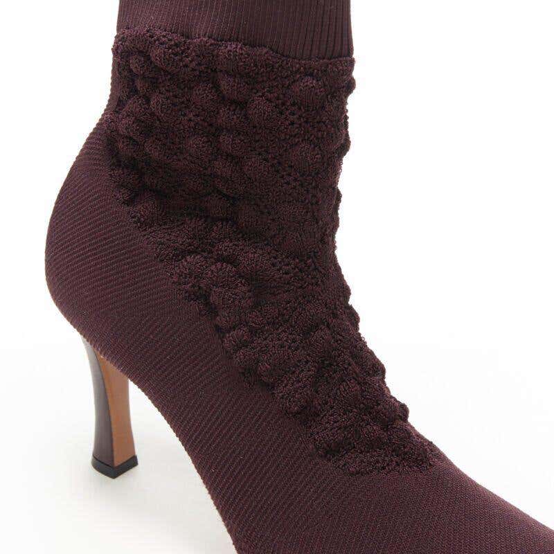 CÉLINE Knitted Boots in Burgundy Size 38