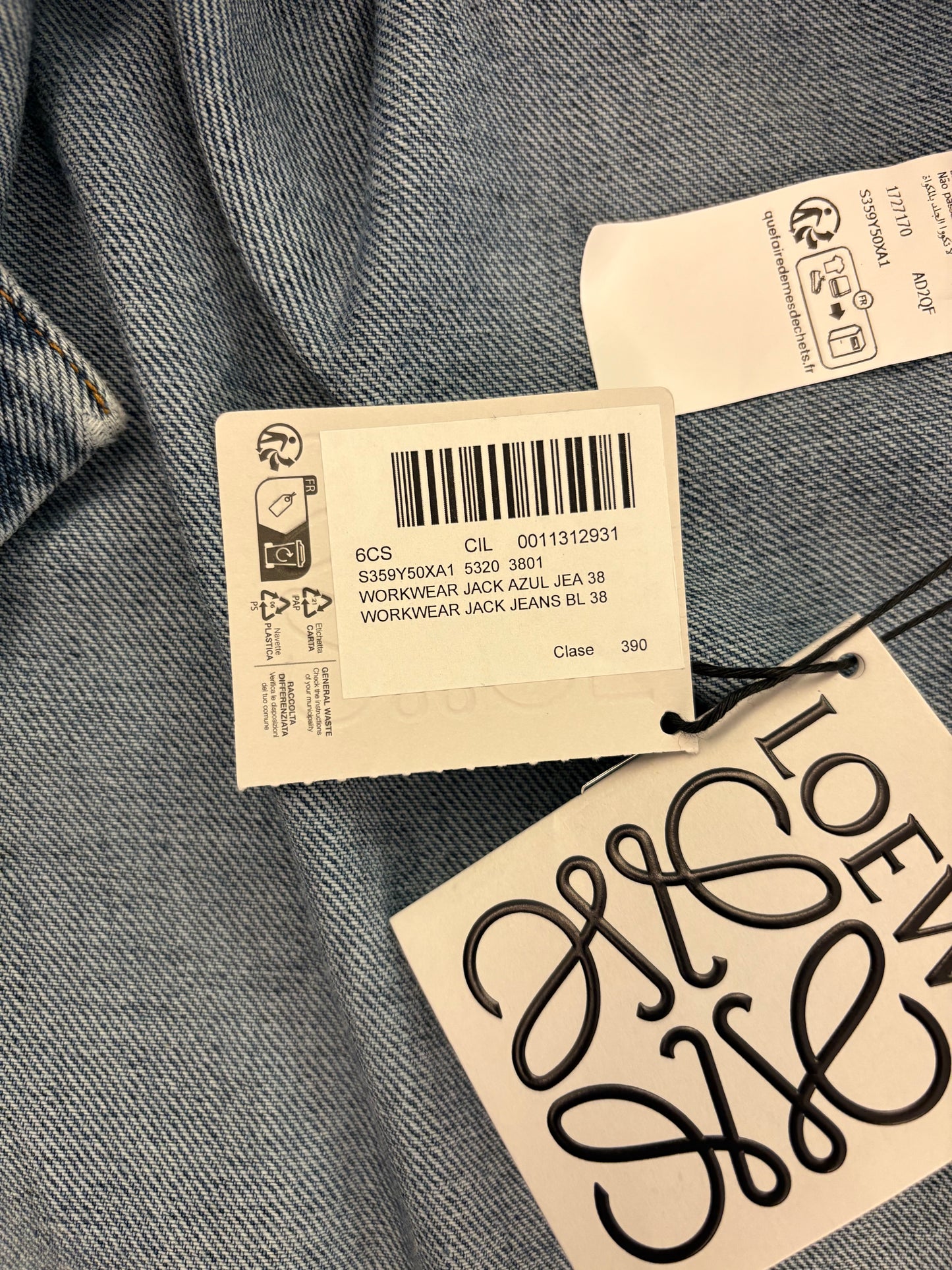 LOEWE (NWT) Anagram Denim Jacket Size 38
