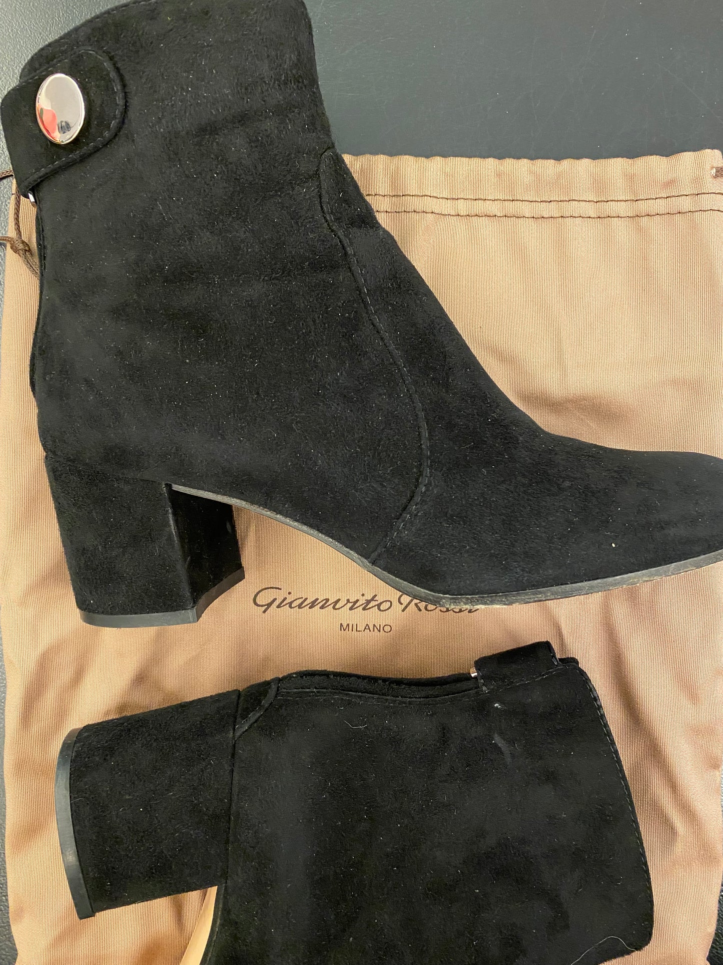 GIANVITO ROSSI Suede Black Ankle Boots Size 38,5