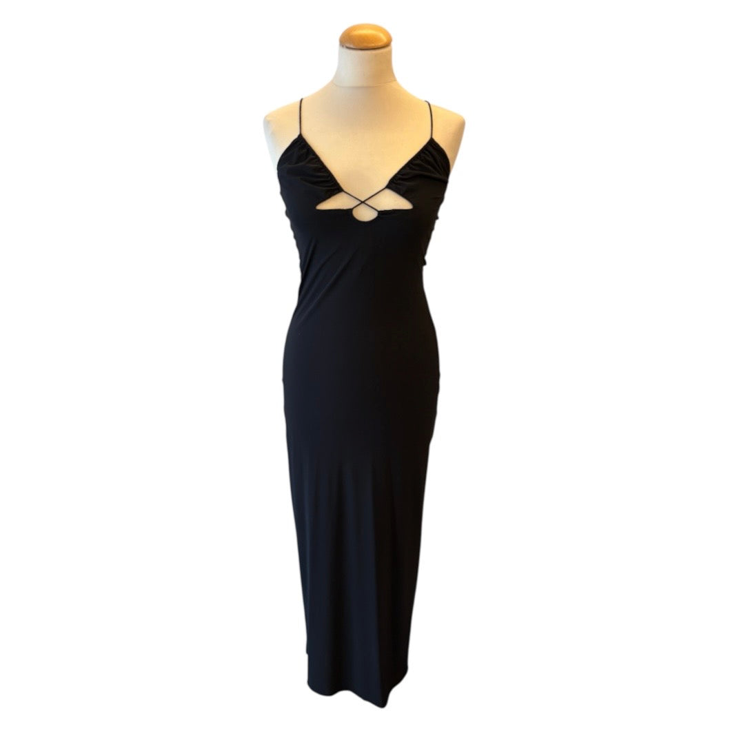 AMAZUÌN Ruched Halter Maxi Dress Black Size S