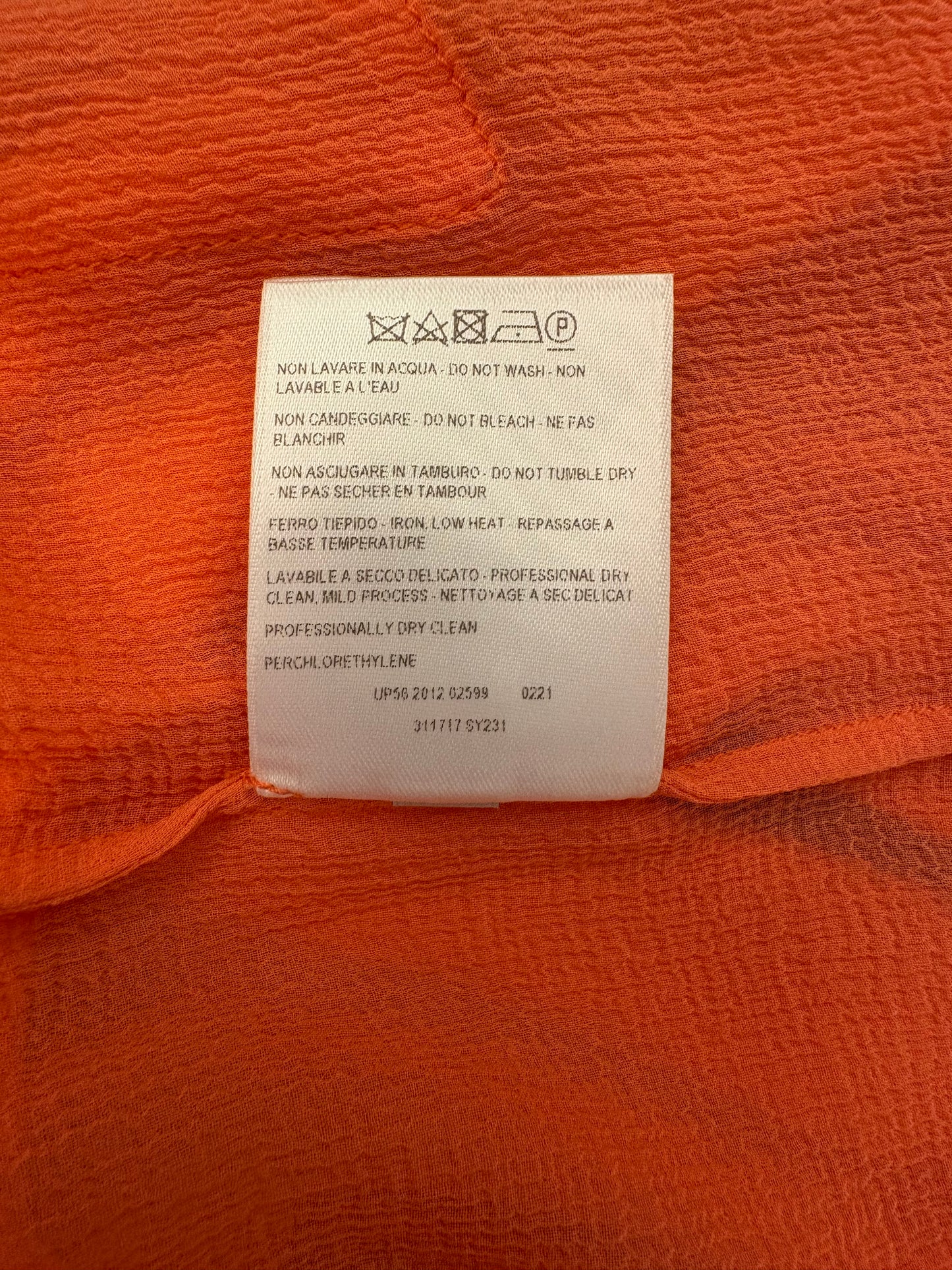 STELLA McCARTNEY Silk Pocket Blouse - Coral Orange Size S