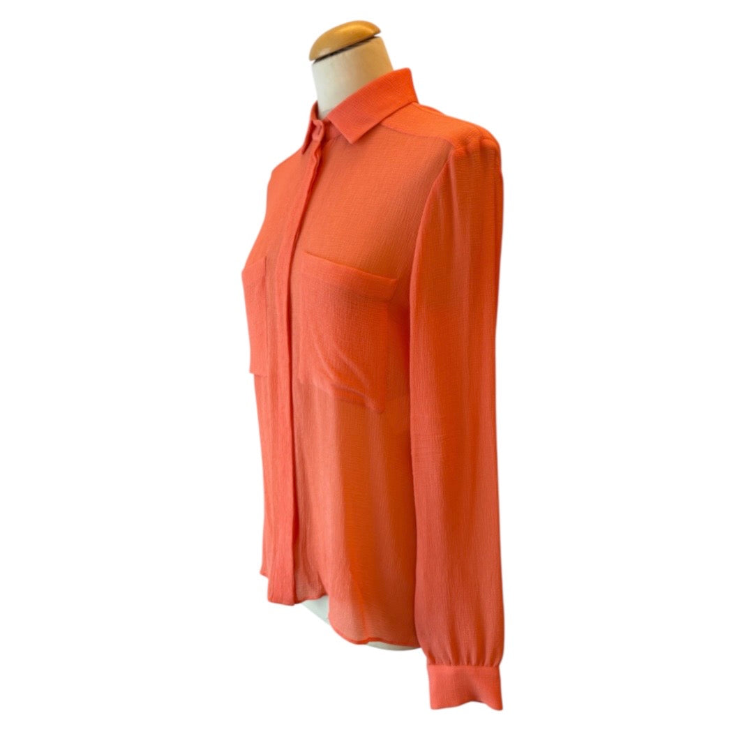 STELLA McCARTNEY Silk Pocket Blouse - Coral Orange Size S
