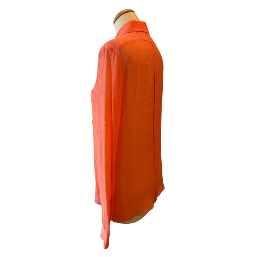 STELLA McCARTNEY Silk Pocket Blouse - Coral Orange Size S