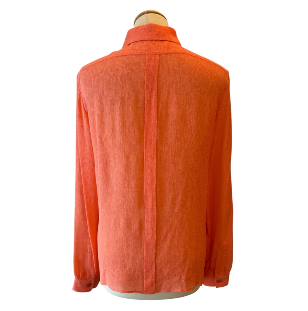 STELLA McCARTNEY Silk Pocket Blouse - Coral Orange Size S