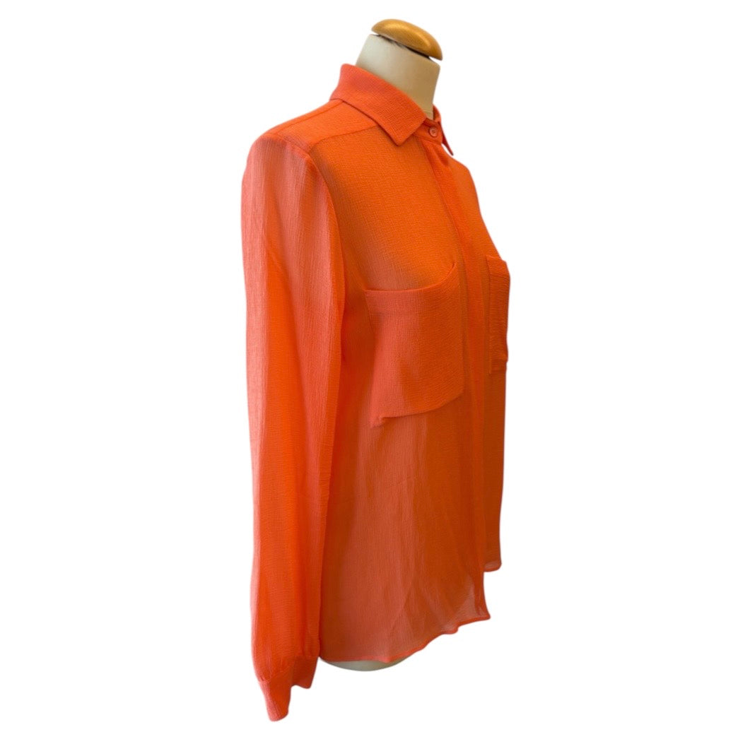 STELLA McCARTNEY Silk Pocket Blouse - Coral Orange Size S