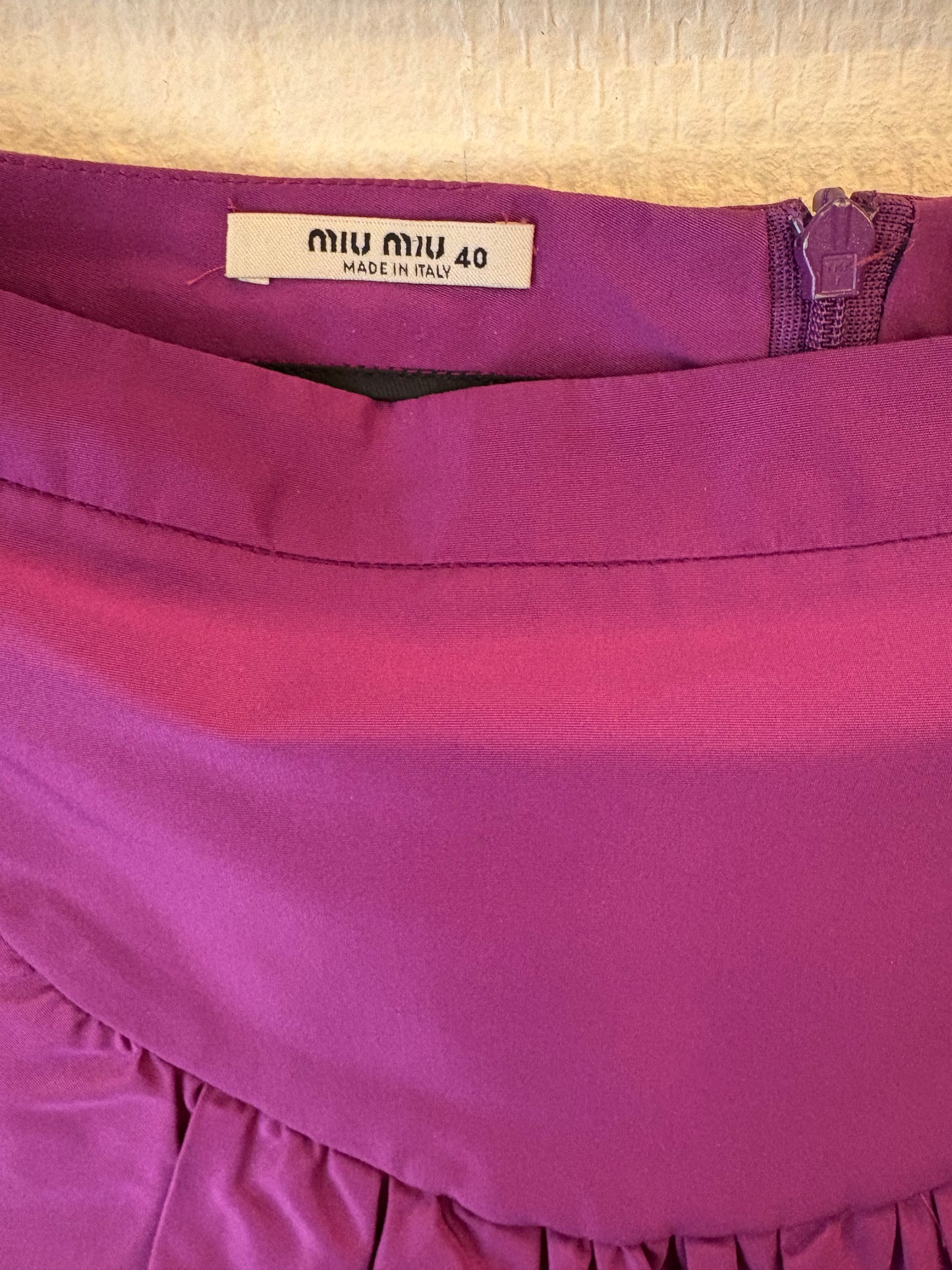 Miu Miu Archival Purple Pleated Mini Skirt Size IT 40 (Y2K / 2008)