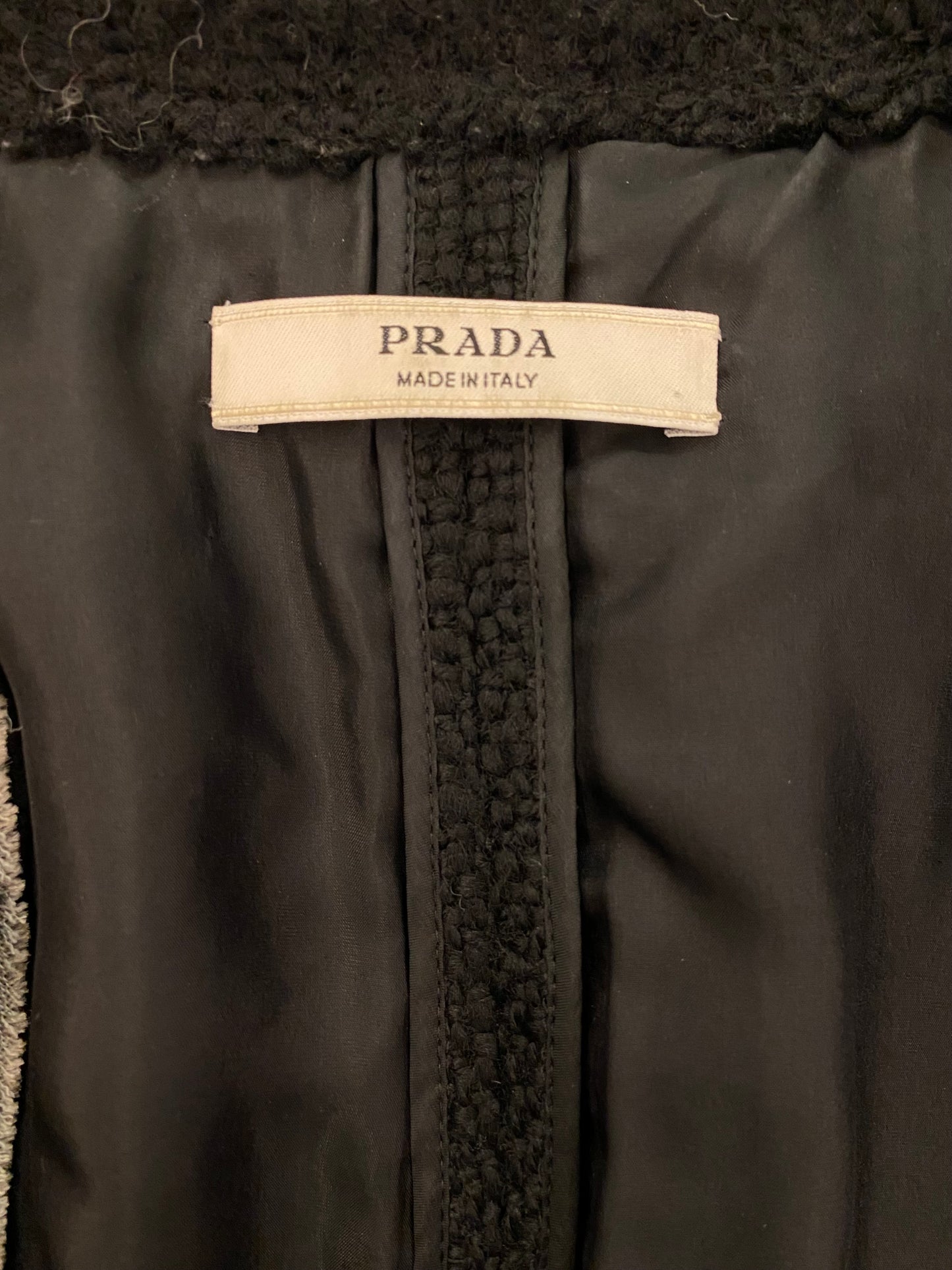 PRADA Black Tweed Wool Jacket Size 38